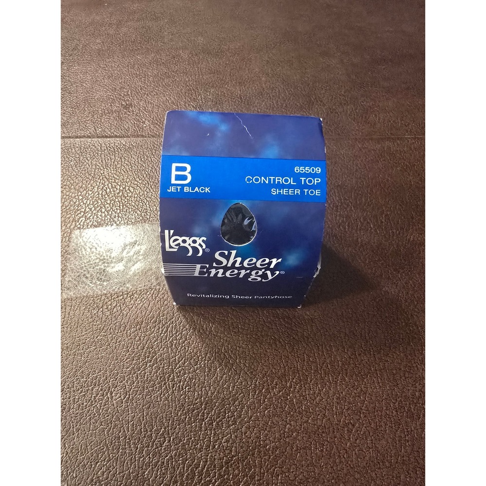 L'eggs Sheer Energy Control Top Pantyhose Jet Black Size B Sheer Toe 65509